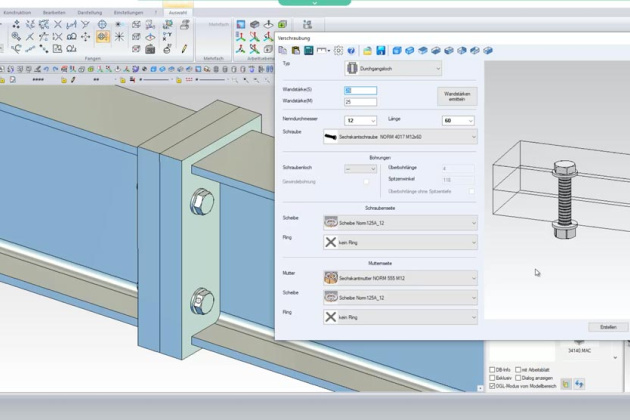 MegaCAD Metall 3D Schraubverbindung